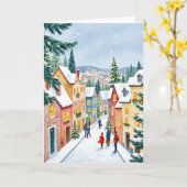 Kerststad geschilderd kaart (Gele Bloem)