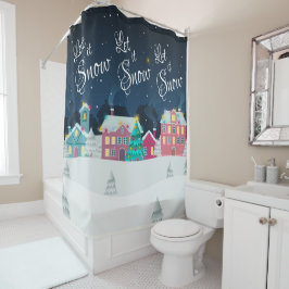  kerststad laat het kerstdecor sneeuwen douchegordijn