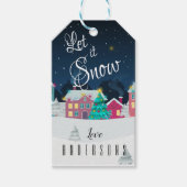  kerststad laat het sneeuwnaam kerst cadeaulabel (Voorkant)