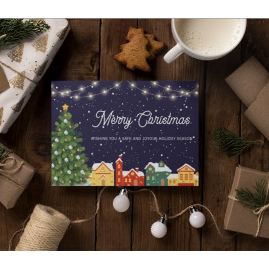 Kerststad Scene 1 Foto Kerstkaart Feestdagen Kaart