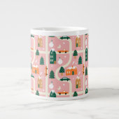 Kerststad Vakantiepatroon Patroon Extra Grote Beker (Voorkant)