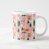 Kerststad Vakantiepatroon Patroon Extra Grote Beker (Rechts)