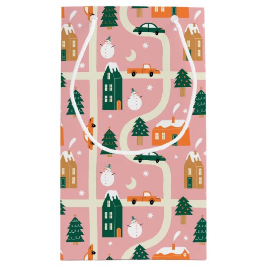 Kerststad Vakantiepatroon Patroon Klein Cadeauzakje (Achterkant)