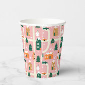 Kerststad Vakantiepatroon Patroon Papieren Bekers (Rechts)