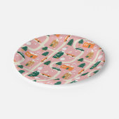 Kerststad Vakantiepatroon Patroon Papieren Bordje (Gekanteld)