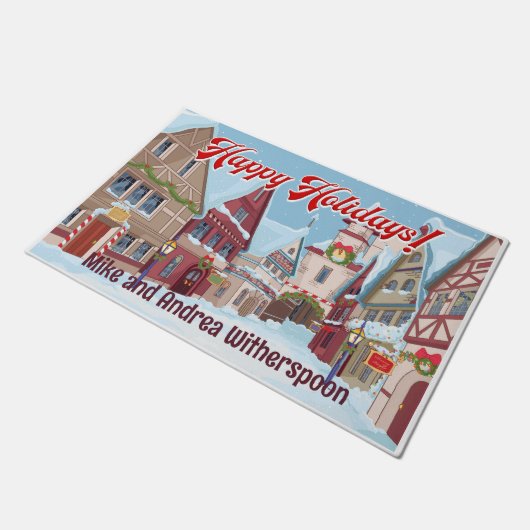 kerststad winter vakantie scène deurmat (Schuin)