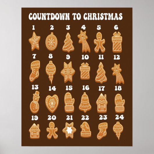 Kerststal adventskalender Gingerbread Poster (Voorkant)