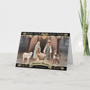 Kerststal Bethlehem Ster Zwart Goud Kaart