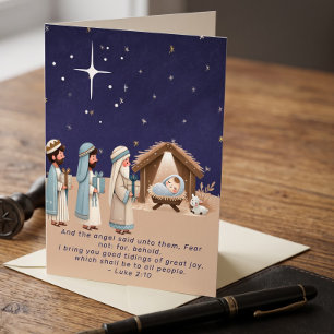 Kerststal en Bijbeltekst Feestdagen Kaart