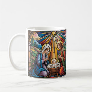 Kerststal Gebrandschilderde Kunst – Heilige Famili Koffiemok