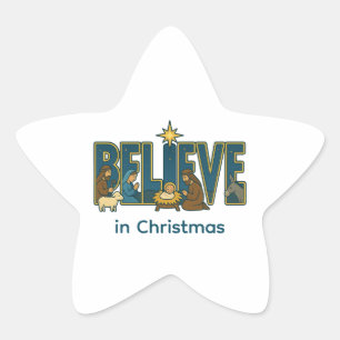 Kerststal geloven  ster sticker
