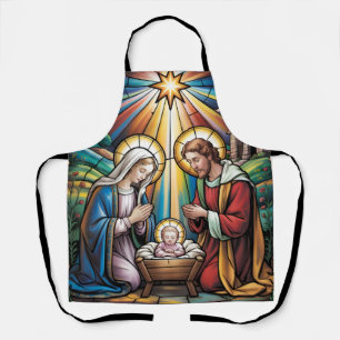 Kerststal Glas-in-lood Kunst – Heilige Familie Ker Schort