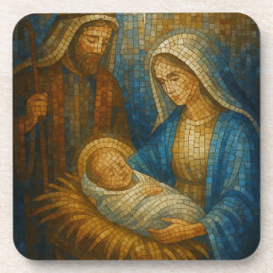 Kerststal Glas-in-lood Mozaïek Heilige Familie Bier Onderzetter