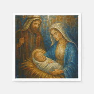 Kerststal Glas-in-lood Mozaïek Heilige Familie Servet