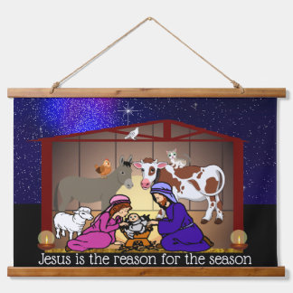 Kerststal Hangend Wandkleed