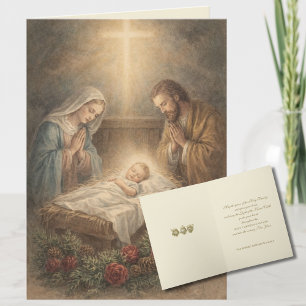 Kerststal Heilige Familie Katholiek Feestdagen Kaart