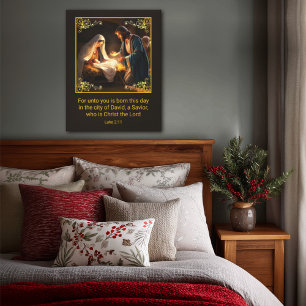 Kerststal Heilige Familie Religieus Canvas Afdruk