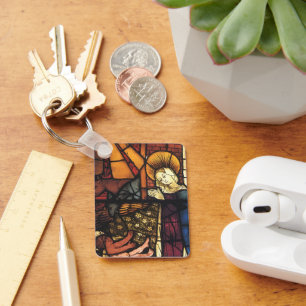 Kerststal in glas-in-lood uit het verleden sleutelhanger