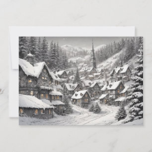 Kerststal in vintage stijl op een besneeuwde nacht feestdagenkaart