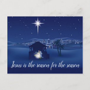 Kerststal Jezus is de reden Kerstkaart Feestdagenkaart