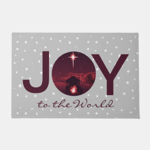 Kerststal Joy to the World Deurmat