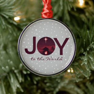 Kerststal 'Joy to the World' Metalen Ornament