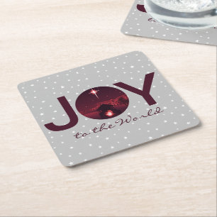 Kerststal Joy to the World Vierkante Kartonnen Onderzetter