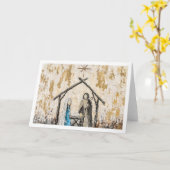 Kerststal kaart 5x7 gevouwen (Gele Bloem)