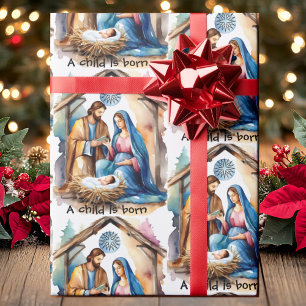 Kerststal Kerst Baby Jezus, Een Kind Is Geboren Cadeaupapier