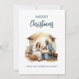 Kerststal-kerstkaart - Heilige Familie Feestdagenkaart