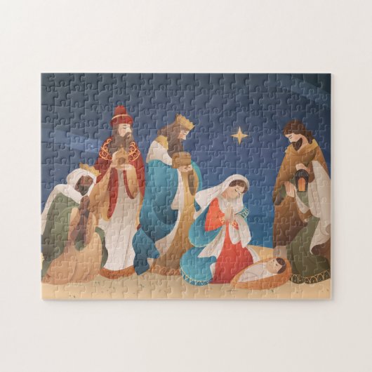 Kerststal Kerstpuzzel Legpuzzel (Horizontaal)