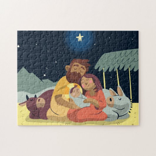 Kerststal Kerstpuzzel Legpuzzel (Horizontaal)