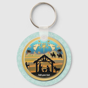 Kerststal met baby Jezus, geboorte van Jezus vakan Sleutelhanger