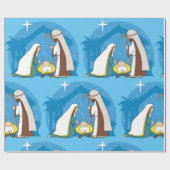 Kerststal met Maria Jozef en Baby Jezus Cadeaupapier (Vlak)