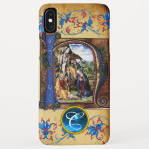 KERSTSTAL PARCHMENT BLAUWE EDELE STEEN MONOGRAAM iPhone XS MAX HOESJE