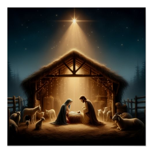 Kerststal Perfect Poster (Voorkant)