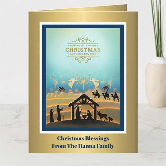 Kerststal "Prettig Kerstfeest & Gelukkig Nieuwjaar Kaart (Voorkant)