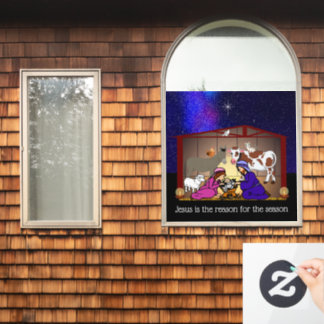 Kerststal Raamsticker