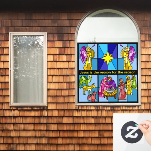 Kerststal raamsticker (Huis Raam)