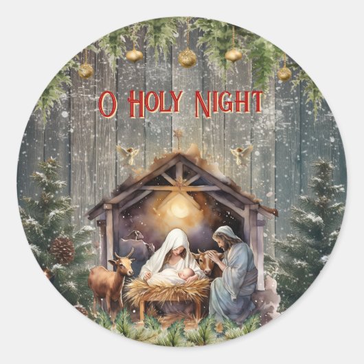 Kerststal ronde sticker (Voorkant)