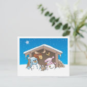 Kerststal scene feestdagenkaart (Staand voorkant)