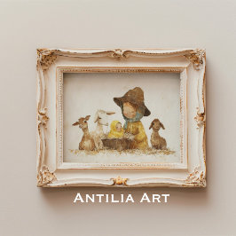  kerststal schilderij Mama met Baby Poster