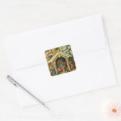 Kerststal Vierkante Stickers Vintage (Envelop)