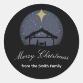 Kerststal vignet script kerst sticker (Voorkant)