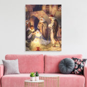 Kerststal vintage, 3 herders canvas afdruk (Insitu (Woonkamer))
