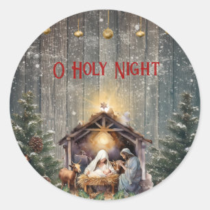 Kerststal Vreedzame Wensen Sereniteit Ronde Sticker