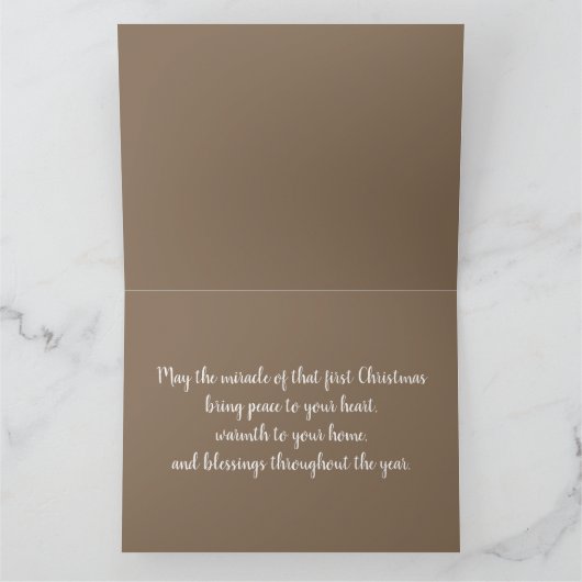 Kerststallandschap met winterbloemen kaart (Binnen)