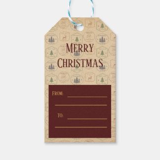 Kerststamp in vintage stijl cadeaulabel