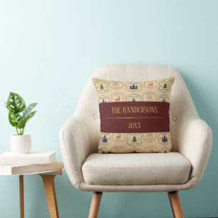 Kerststamp in vintage stijl kussen