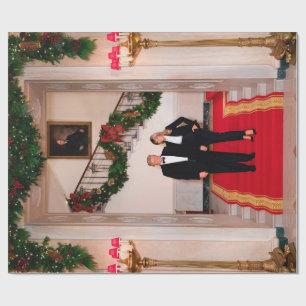 Kerststappen President Donald Trump & Melania Cadeaupapier